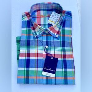NWT Men’s Alan Flusser Long Sleeve Button Down Shirt Pastel Checkered Nautical